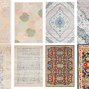 Vintage Blue Texture Rug Collection 3D model image 1 