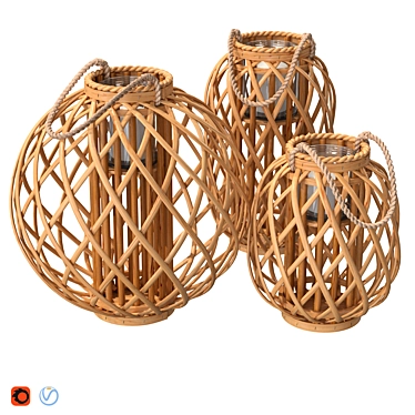 Elegant Decorative Lantern Set 3D model image 1 