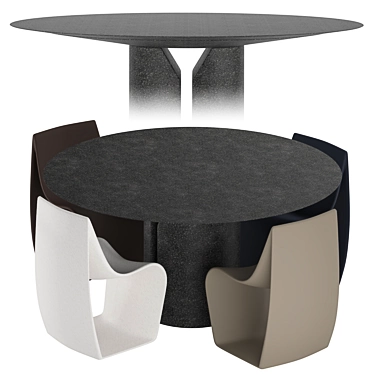 NVL Table & SIGN MATT Chairs Set 3D model image 1 