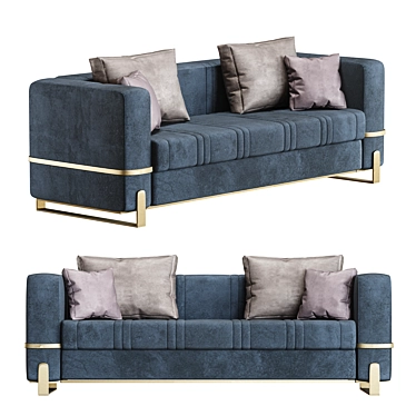 Elegant Fabric Sofa for Two 3D model image 1 