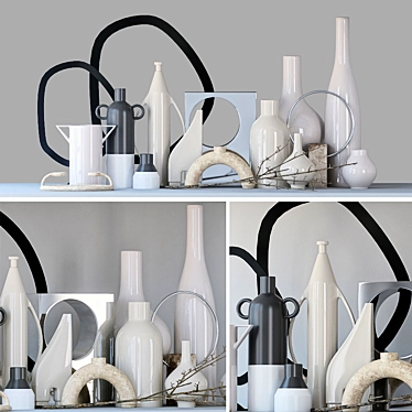Elegant Vase Decor Set 3D model image 1 
