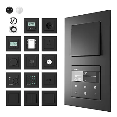 Gira E2 Flat Installation Kit: Programmable Thermostat, Electronic Timer, Dimmer & More 3D model image 1 