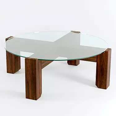 Sleek Wood and Glass Coffee Table 3D model image 1 