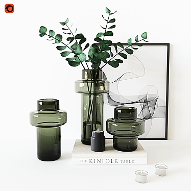 Elegant Glass Vase Set 3D model image 1 