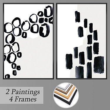 Abstract Art Set with Versatile Frames 3D model image 1 