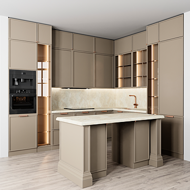 Modern Kitchen Interior Set 3D model image 1 