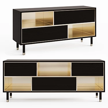 Elegant Piet Sideboard: Wooden Body, Metal Accents 3D model image 1 