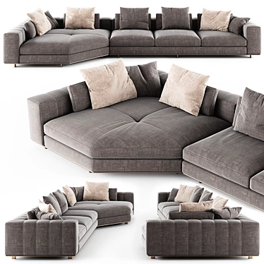 Luxury Soft Touch Sofa 3D model image 1 