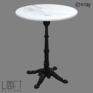 Sleek Metal and Marble Table 3D model image 1 