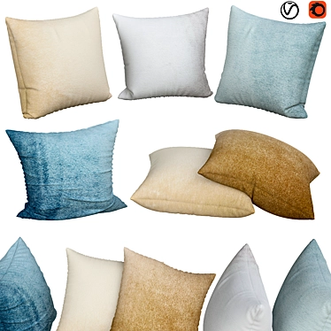Velvet Lumbar Decorative Pillows 3D model image 1 