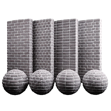 Industrial Gray Brick Texture: PBR 300x300cm 3D model image 1 