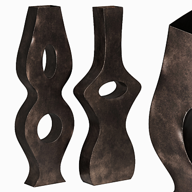 Elegant Metallic Floor Vase Set 3D model image 1 