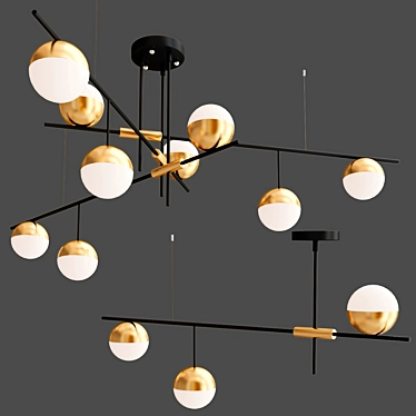 Sleek Metal and Glass Chandeliers 3D model image 1 