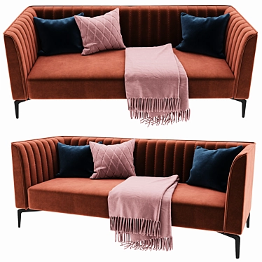 Luxury Velvet Metal Sofa 3D model image 1 