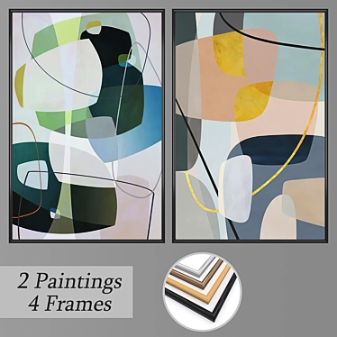 Artistic Duo: Set of Wall Paintings 3D model image 1 