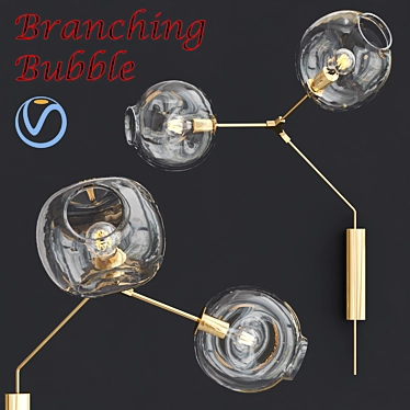Golden Branching Bubble Wall Lamp 3D model image 1 