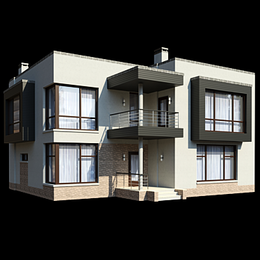 Spacious Two-Story Cottage with Terrace and Balcony 3D model image 1 