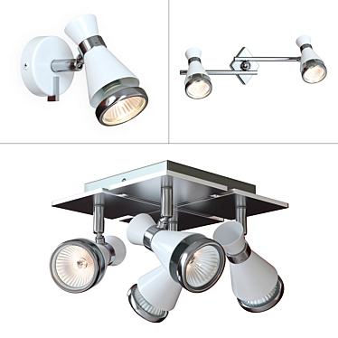 Modern Spot Set with Metal Finish 3D model image 1 