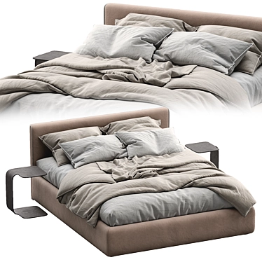 Elegant Leather Bed TANGRAM 3D model image 1 