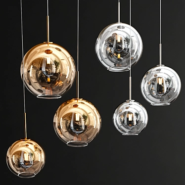 Elegant Glass and Metal Pendant Light 3D model image 1 