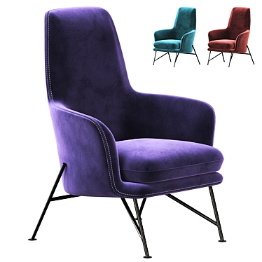 Vibrant Vasco Fabric Accent Chair 3D model image 1 