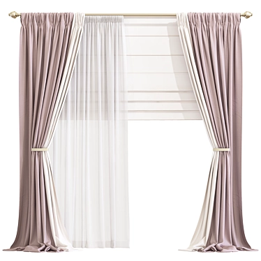 Elegant Velvet Curtain 3D model image 1 