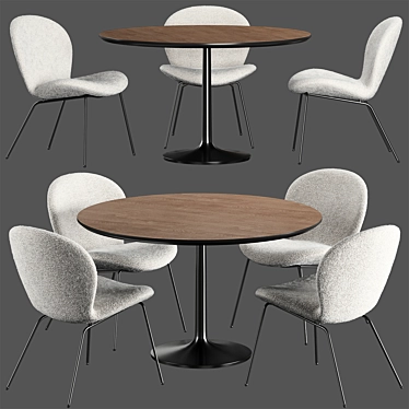 Marble Dining Table with Hiro Chairs 3D model image 1 