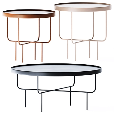 Sleek Metal Round Coffee Table 3D model image 1 
