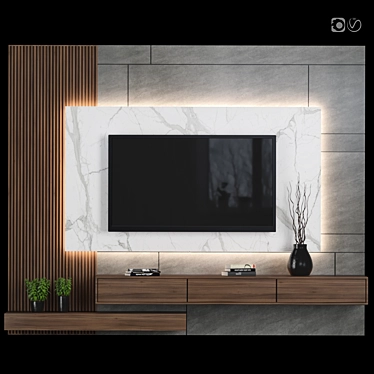 Versatile TV Wall Unit for Stunning Renders 3D model image 1 