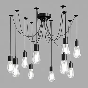 Elegant 10-Light Cable Chandelier 3D model image 1 