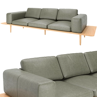 Luxurious Plateau Leather Sofa 3D model image 1 