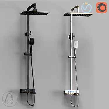 Modern Adjustable Shower System 3D model image 1 