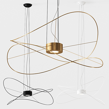 Axolight Hoops SP Gold 2 Pendant: Sleek Italian Design 3D model image 1 