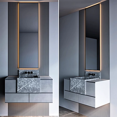 Modern 100cm Bathroom Furniture 3D model image 1 