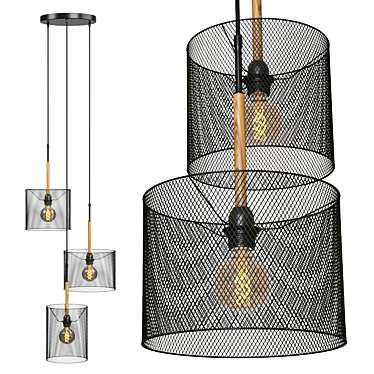 Modern Lucide Baskett Chandelier: Elegant Edison Lighting 3D model image 1 