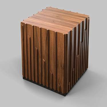 Modern Menorca Side Table: Walnut Finish, Reeded Design 3D model image 1 