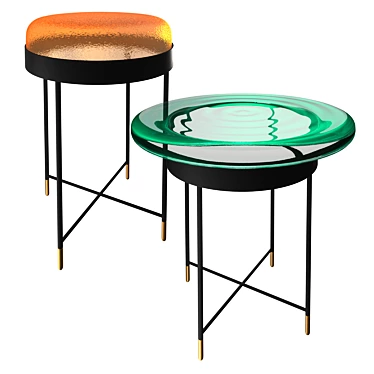 Sophisticated Bilboquet Pedestal Table: Blown Glass & Steel 3D model image 1 