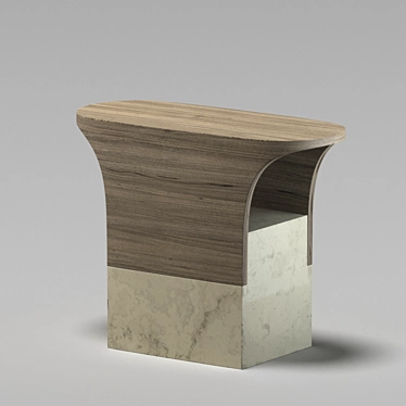 Elegant Spruce & Marble Side Table 3D model image 1 