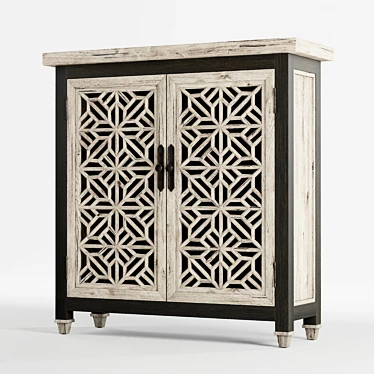 Aged White Mahogany 2-Door Cabinet 3D model image 1 