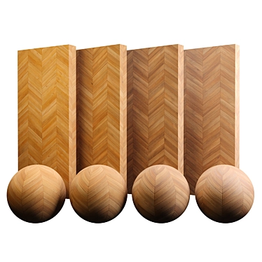 Teak Chevron Wood Tile 3D model image 1 