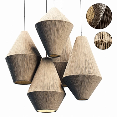 Rattan Cone Lamp: Wood & Wicker 3D model image 1 