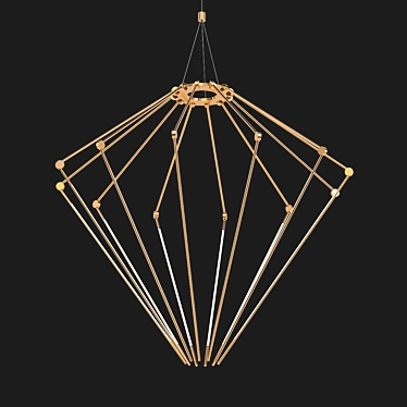 Sleek Brass Chandelier 3D model image 1 