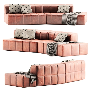 Modern Leather Modular Sofa 3D model image 1 