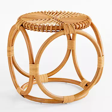 Caroline Rattan Stool: Geometric Woven Seat 3D model image 1 