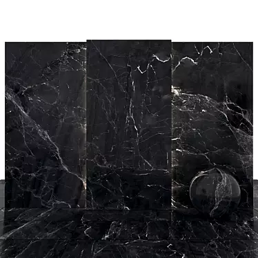 Sleek Black Marble Slabs 3D model image 1 