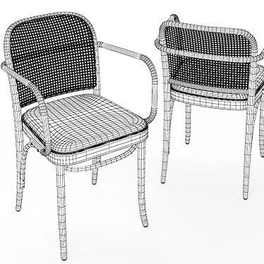 Hoffmann Cane Chair 2: Elegant and Versatile 3D model image 1 