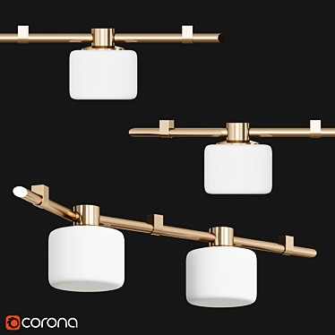 Opal Glass Bronze Ceiling Light 3D model image 1 