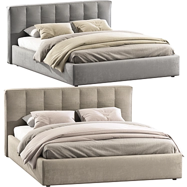Sleek Swell: Luxurious Padded Double Bed 3D model image 1 