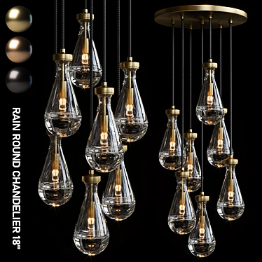 Rain Round Chandelier 18" - Elegant Lighting Fixture 3D model image 1 