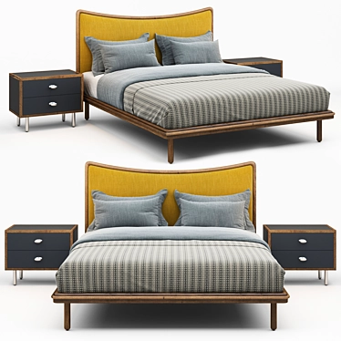 Elegant Carlton Upholstered Bed 3D model image 1 